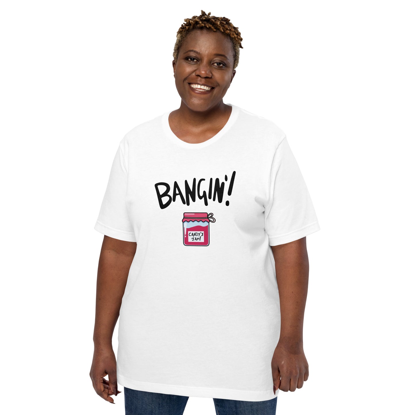 Candy's Jam "Bangin'!" Unisex T-shirt (Designed by Pigeonhat)