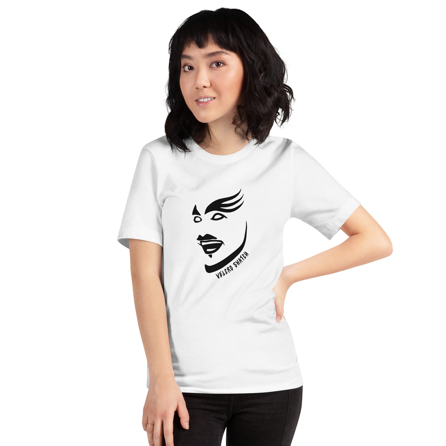 Velcro Snatch Makeup Unisex T-shirt (Designed by Pigeonhat)